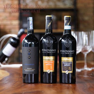 Combo 3 chai rượu vang đỏ Ý:  Luccarelli+Pirovano Montepulciano +Pirovano Nero D'Avola