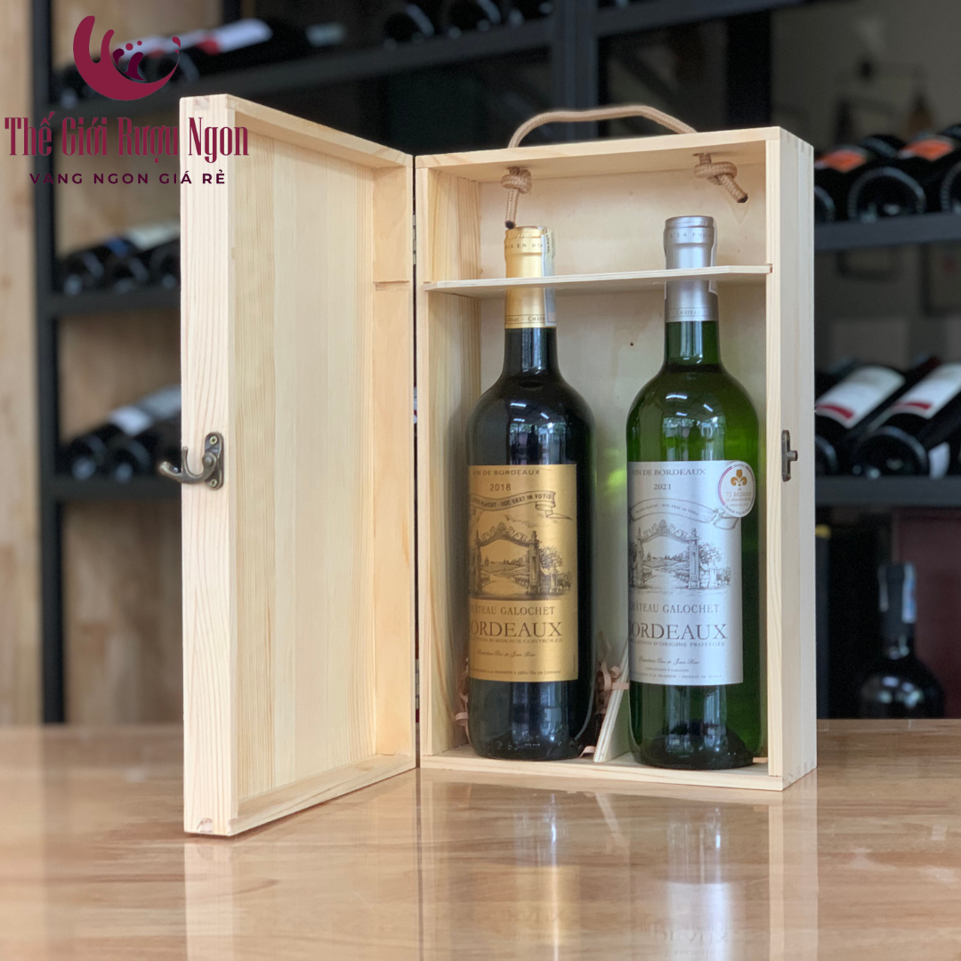 Hộp quà 2 chai rượu vang Pháp Galochet Bordeaux